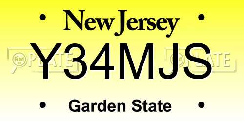 Y34MJS New Jersey License Plate