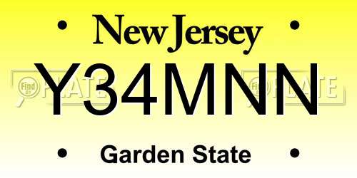 Y34MNN New Jersey License Plate