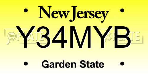 Y34MYB New Jersey License Plate