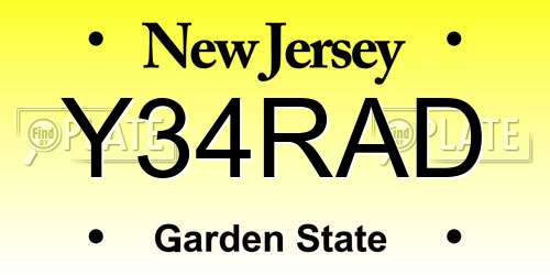 Y34RAD New Jersey License Plate