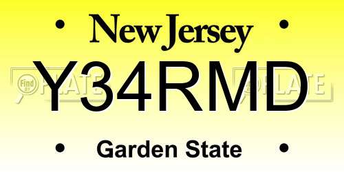 Y34RMD New Jersey License Plate