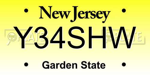 Y34SHW New Jersey License Plate