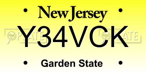 Y34VCK New Jersey License Plate