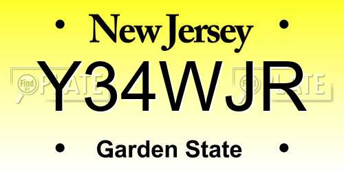 Y34WJR New Jersey License Plate