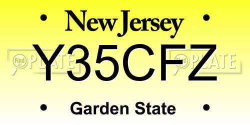 Y35CFZ New Jersey License Plate