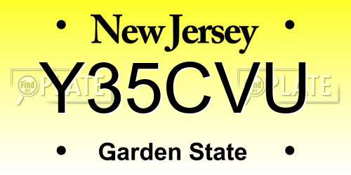 Y35CVU New Jersey License Plate