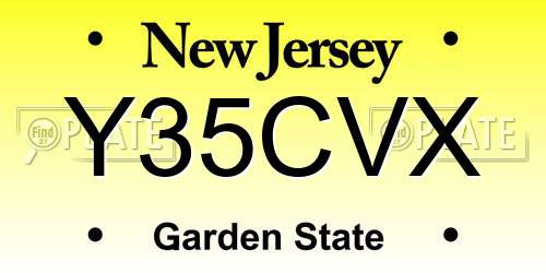 Y35CVX New Jersey License Plate