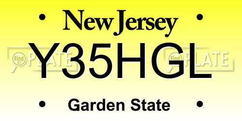 Y35HGL New Jersey License Plate