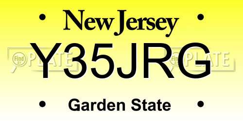 Y35JRG New Jersey License Plate