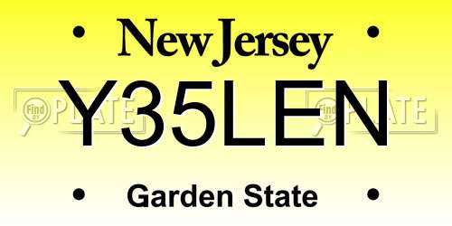 Y35LEN New Jersey License Plate