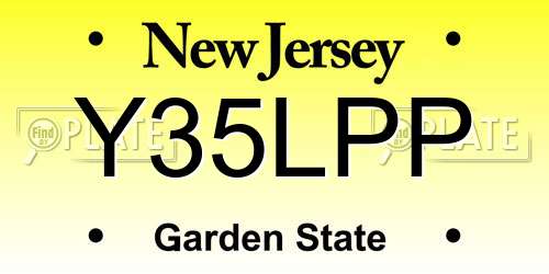 Y35LPP New Jersey License Plate