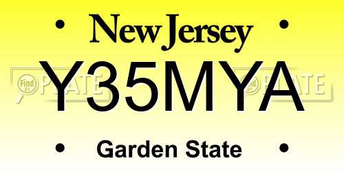 Y35MYA New Jersey License Plate