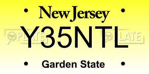 Y35NTL New Jersey License Plate