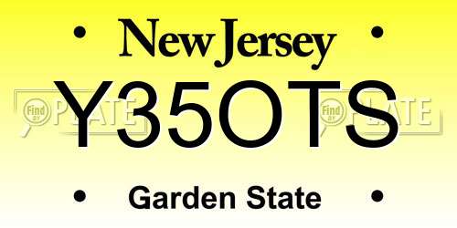 Y35OTS New Jersey License Plate
