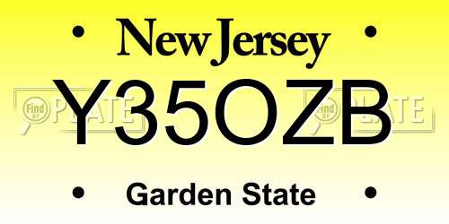 Y35OZB New Jersey License Plate