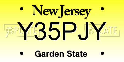 Y35PJY New Jersey License Plate