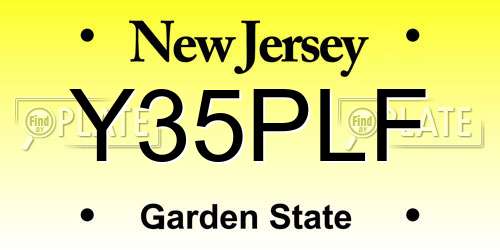 Y35PLF New Jersey License Plate