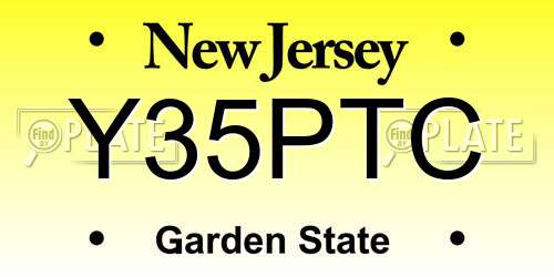 Y35PTC New Jersey License Plate