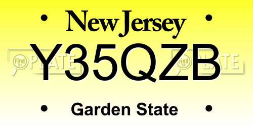 Y35QZB New Jersey License Plate