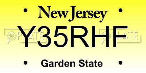 Y35RHF New Jersey License Plate