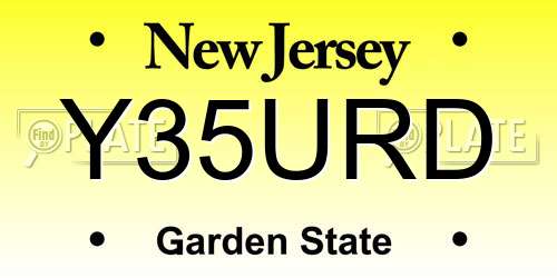 Y35URD New Jersey License Plate