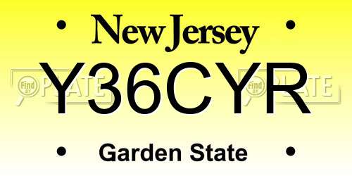 Y36CYR New Jersey License Plate