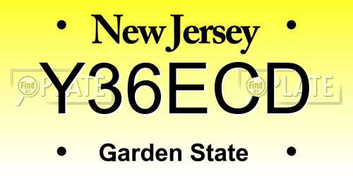 Y36ECD New Jersey License Plate
