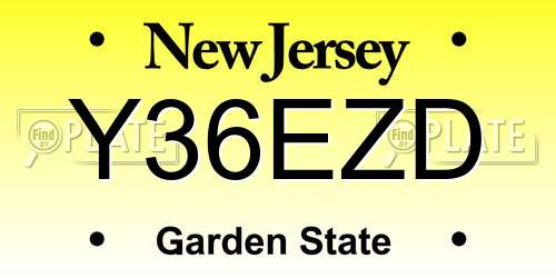Y36EZD New Jersey License Plate