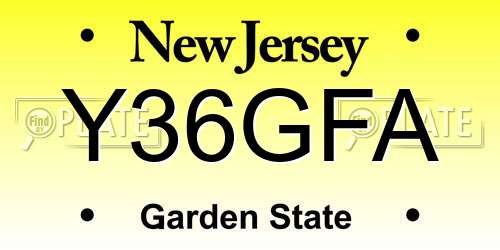 Y36GFA New Jersey License Plate