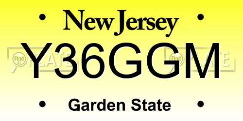 Y36GGM New Jersey License Plate