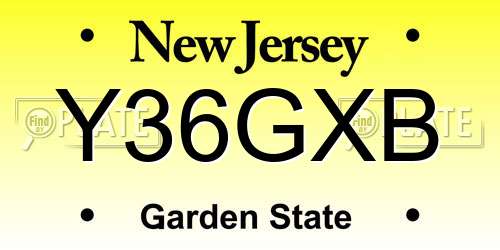 Y36GXB New Jersey License Plate