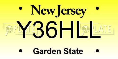 Y36HLL New Jersey License Plate