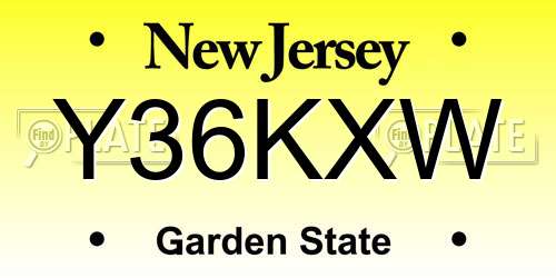 Y36KXW New Jersey License Plate