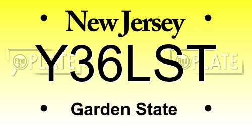 Y36LST New Jersey License Plate