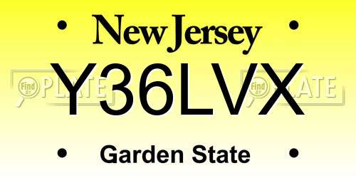 Y36LVX New Jersey License Plate