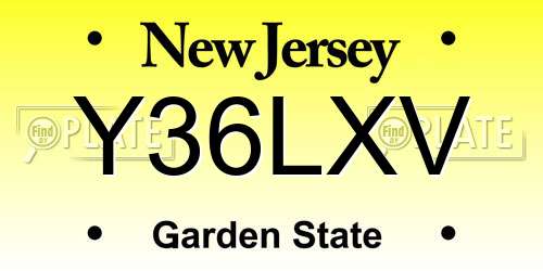 Y36LXV New Jersey License Plate