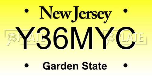 Y36MYC New Jersey License Plate