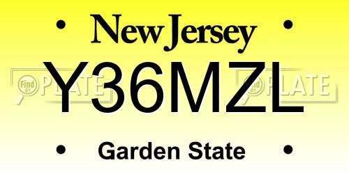 Y36MZL New Jersey License Plate
