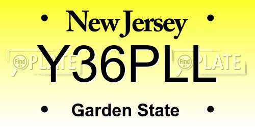 Y36PLL New Jersey License Plate