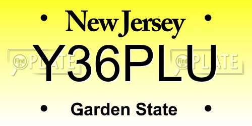 Y36PLU New Jersey License Plate