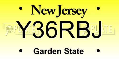 Y36RBJ New Jersey License Plate