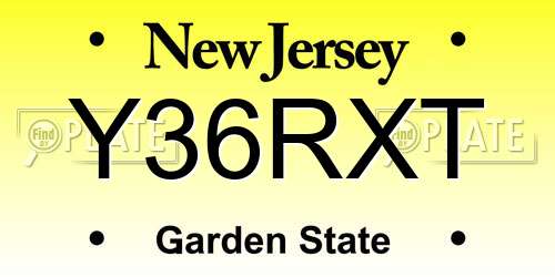 Y36RXT New Jersey License Plate