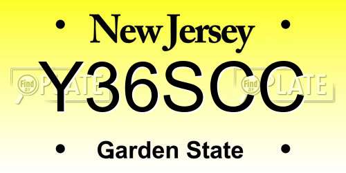 Y36SCC New Jersey License Plate