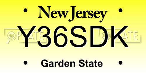 Y36SDK New Jersey License Plate