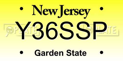 Y36SSP New Jersey License Plate
