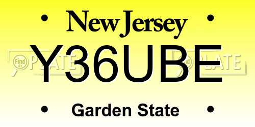 Y36UBE New Jersey License Plate
