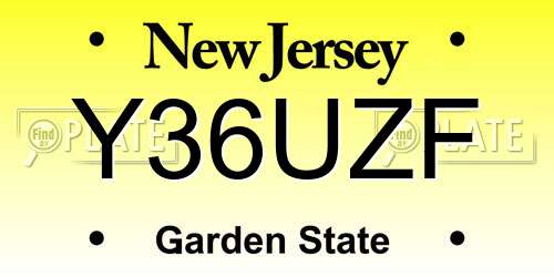 Y36UZF New Jersey License Plate