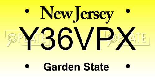 Y36VPX New Jersey License Plate