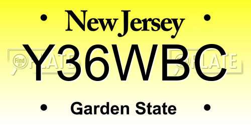 Y36WBC New Jersey License Plate