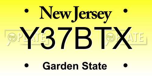 Y37BTX New Jersey License Plate
